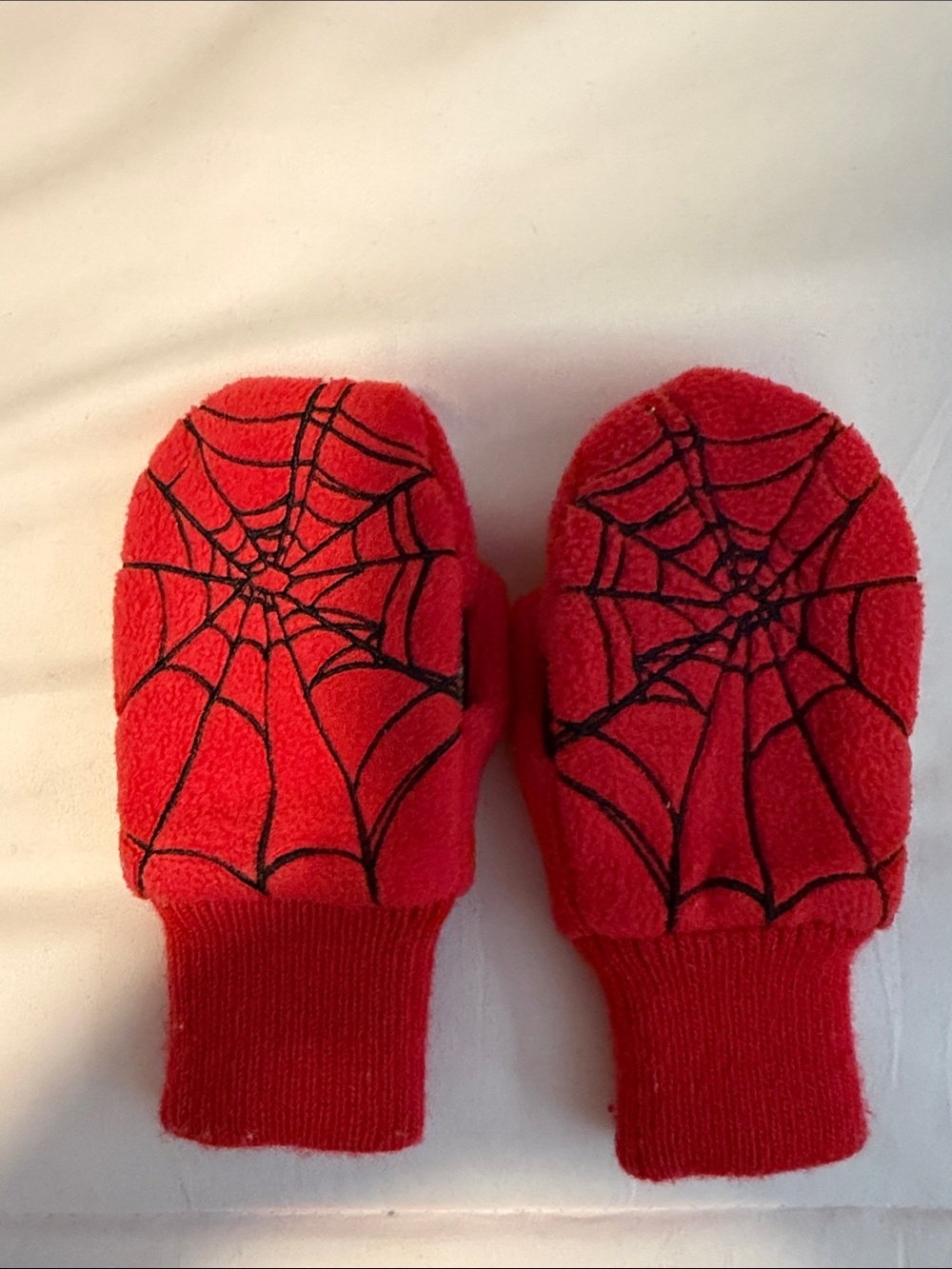 GAP Kids Spider-Man Mittens with Black Spider Web Design